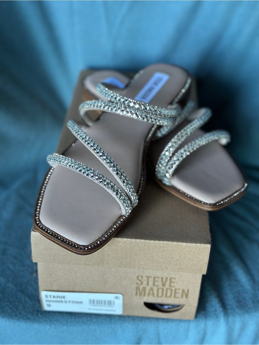 Steve Madden Blush Crystal-Strap Slide Sandals